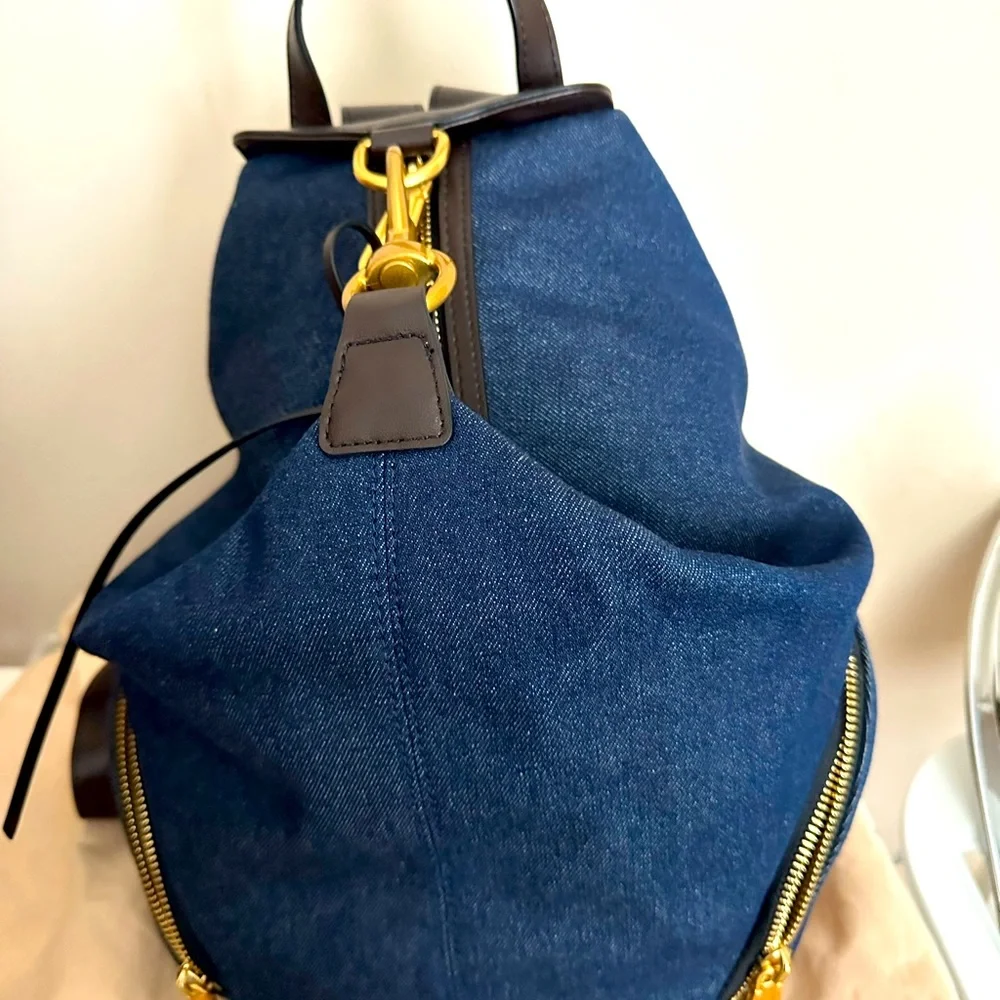 Rebecca Minkoff Navy Backpack with Gold Hardware - Picture 5 of 5